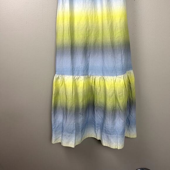 Tuckernuck Kaia Dress Chartreuse and Sky Blue Green Ombre Strapless Midi size XS - Picture 9 of 13